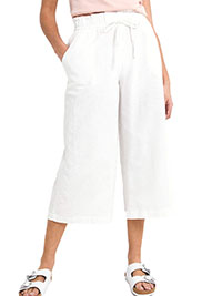 Capsule WHITE Linen Blend Wide Leg Culottes - Size 10 to 32