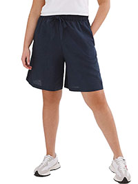 NAVY Linen Mix Knee Length Shorts - Plus Size 18 to 30