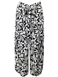 BLACK Floral Print Split Trousers - Plus Size 16 to 26 (US 14 to 24)