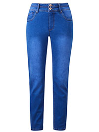 BRIGHT-BLUE Shape & Sculpt Straight Leg Jeans - Plus Size 30 to 32