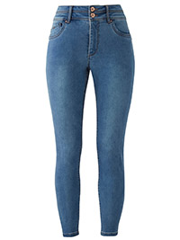 MID-BLUE Shape & Sculpt Straight Leg Jeans - Plus Size 28 to 32