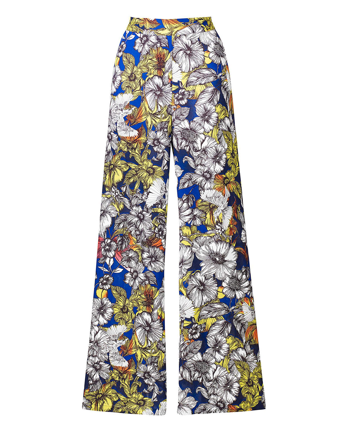 Label Be - - BLUE Printed Palazzo Trousers - Plus Size 16 to 22