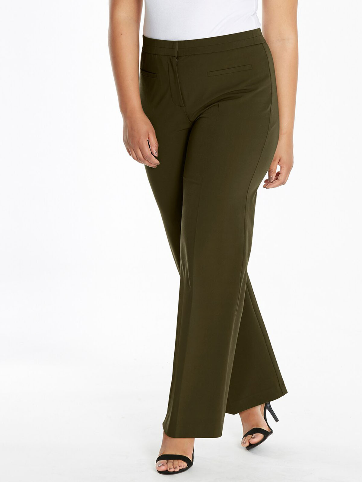 Wholesale Discount Plus Size Sportswear by Magisculpt and Magifit - - KHAKI  Wide Leg Tailored Trousers - Size 10 to 16