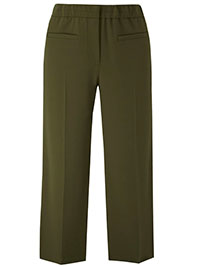 KHAKI Wide Leg Tailored Trousers - Size 10 to 16