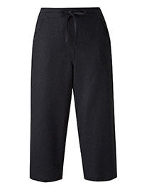 BLACK Petite Linen Blend Crop Trousers - Plus Size 16 to 20