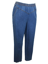 BLUE Pull On Denim Straight Leg Jeans - Plus Size 18 to 20 (US 16 to 18)