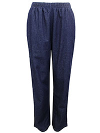 INDIGO Pure Cotton Pull On Straight Leg Jeans - Plus Size 12/14 to 20/22 (US M to XL)