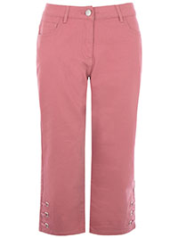 ROSE Cotton Rich Eyelet Detail Cropped Denim Jeans - Plus Size 20 to 26