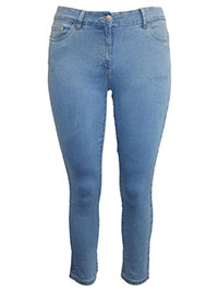 PALE-BLUE Susie Slim Leg Denim Jeans - Size 10 to 26 (Inside Leg 27in)