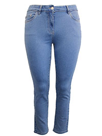 PALE-BLUE Susie Slim Leg Denim Jeans - Size 10 to 28 (Inside Leg 29in)
