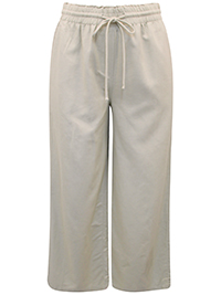 STONE Easy Care Linen Blend Wide Leg Trousers - Size 10 to 32