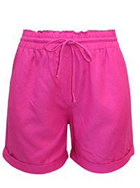 PINK Easy Care Linen Blend Tie Waist Shorts - Plus Size 12 to 32