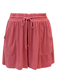 DUSTY-ROSE Crinkle Tie Waist Shorts - Plus Size 12 to 30