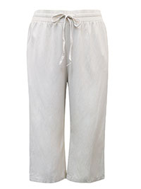 NATURAL Linen Blend Cropped Trousers - Plus Size 12 to 28