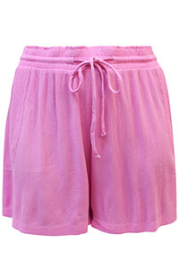 PINK Crinkle Tie Waist Shorts - Plus Size 26 to 32