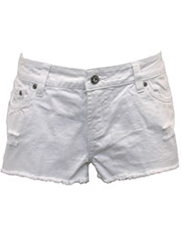 WHITE Pure Cotton Distressed Denim Shorts - Size 12 (EU 38)