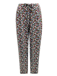 NAVY Pull On Floral Print Setting Sun Lounge Trousers - Plus Size 14 to 22