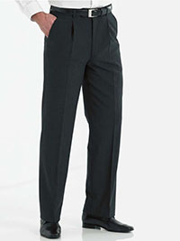 Disley BLACK Mens Single Pleat Trousers UN-Finished 36in - Waist Size 44 to 52